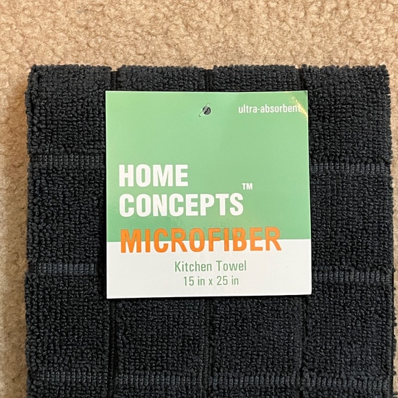 Home Concepts Microfiber Kitchen Towel – Black Check Pattern - Picture 2 of 5